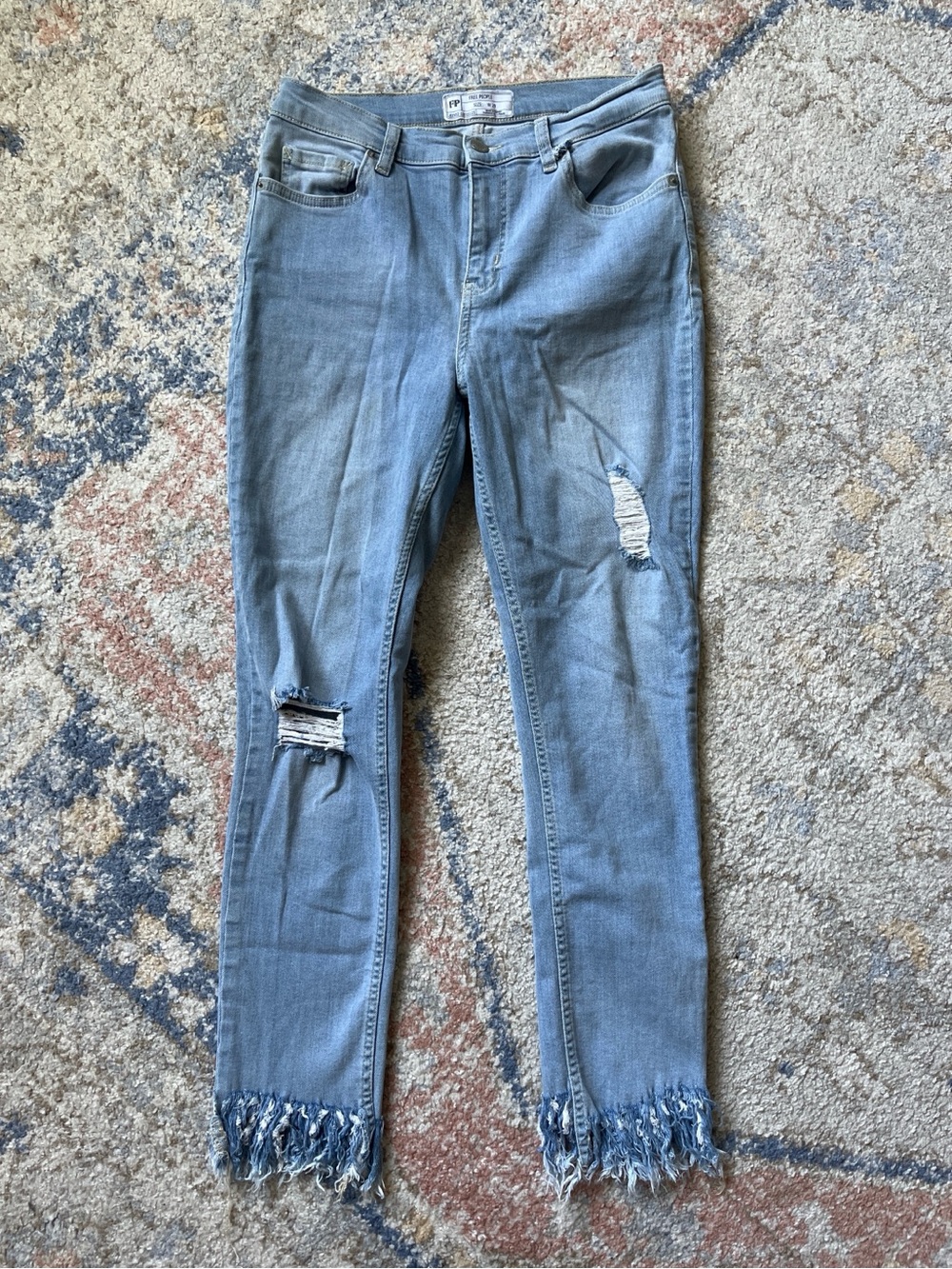 Free People Frayed Hem Skinny Jeans